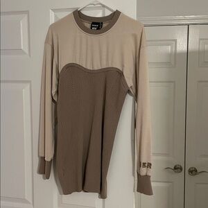 Herve Leger Tan Ribbed Sweatshirt Dress